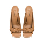 Kibele Latte High Heels Sandal, soft leather, 70MM heels, braided detail, modern edgy design, 90's minimalism.