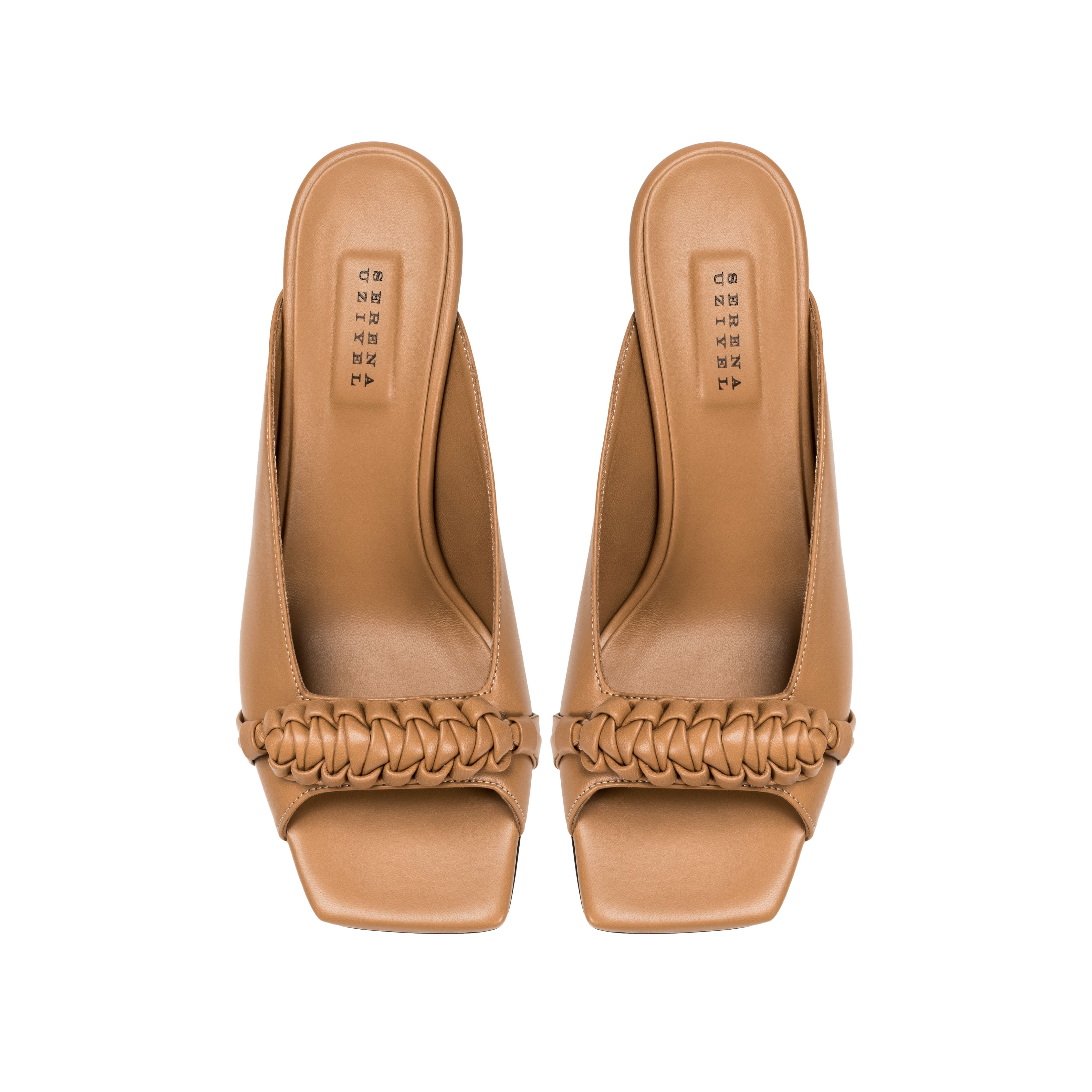 Kibele Latte High Heels Sandal, soft leather, 70MM heels, braided detail, modern edgy design, 90's minimalism.