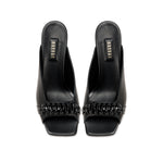 Kibele Black High Heels Sandal featuring a sleek design and braided detailing, perfect for stylish outfits.
