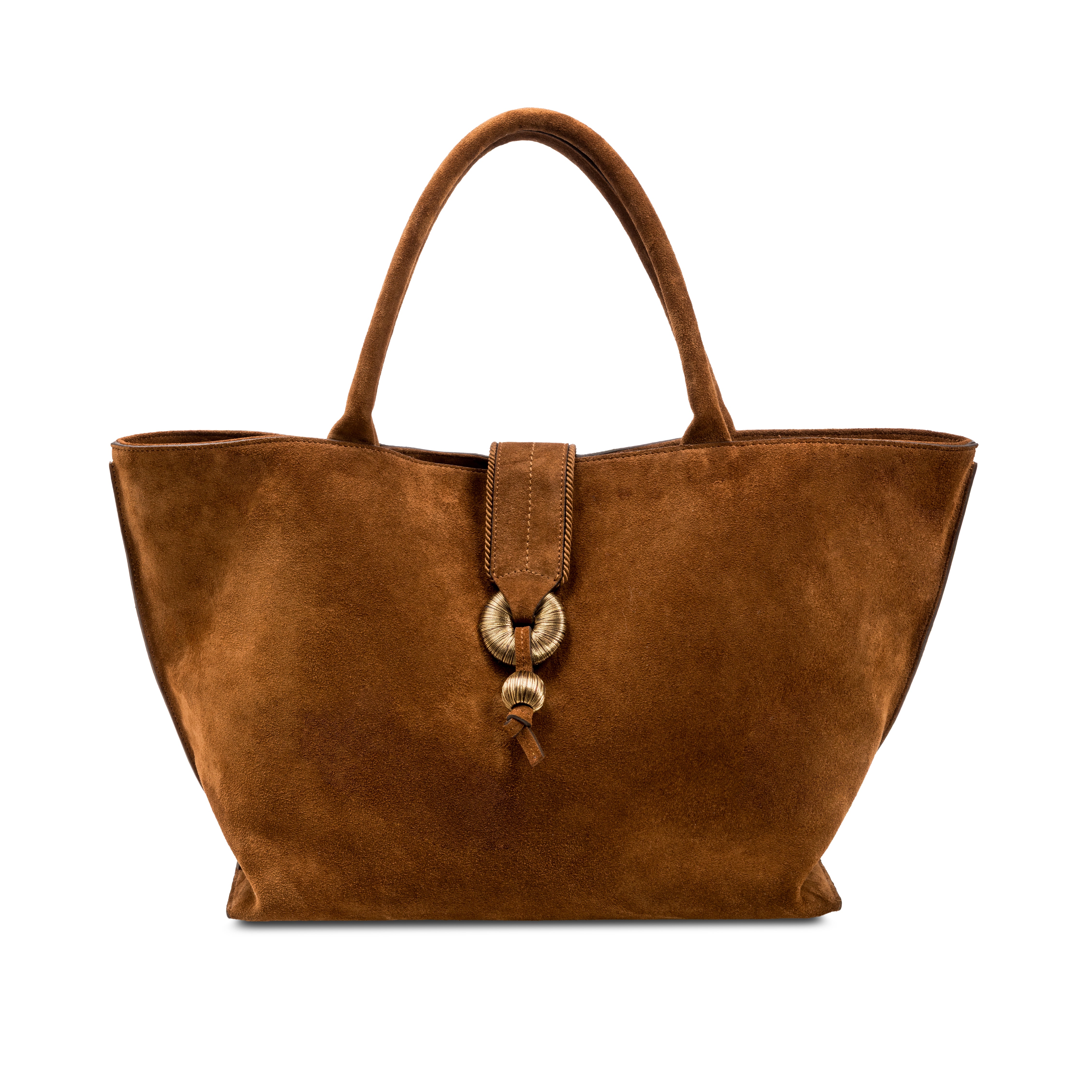 Boho Chic Medium Camello Tote Bag in soft suede with elegant design and stylish handles, perfect for any outfit.