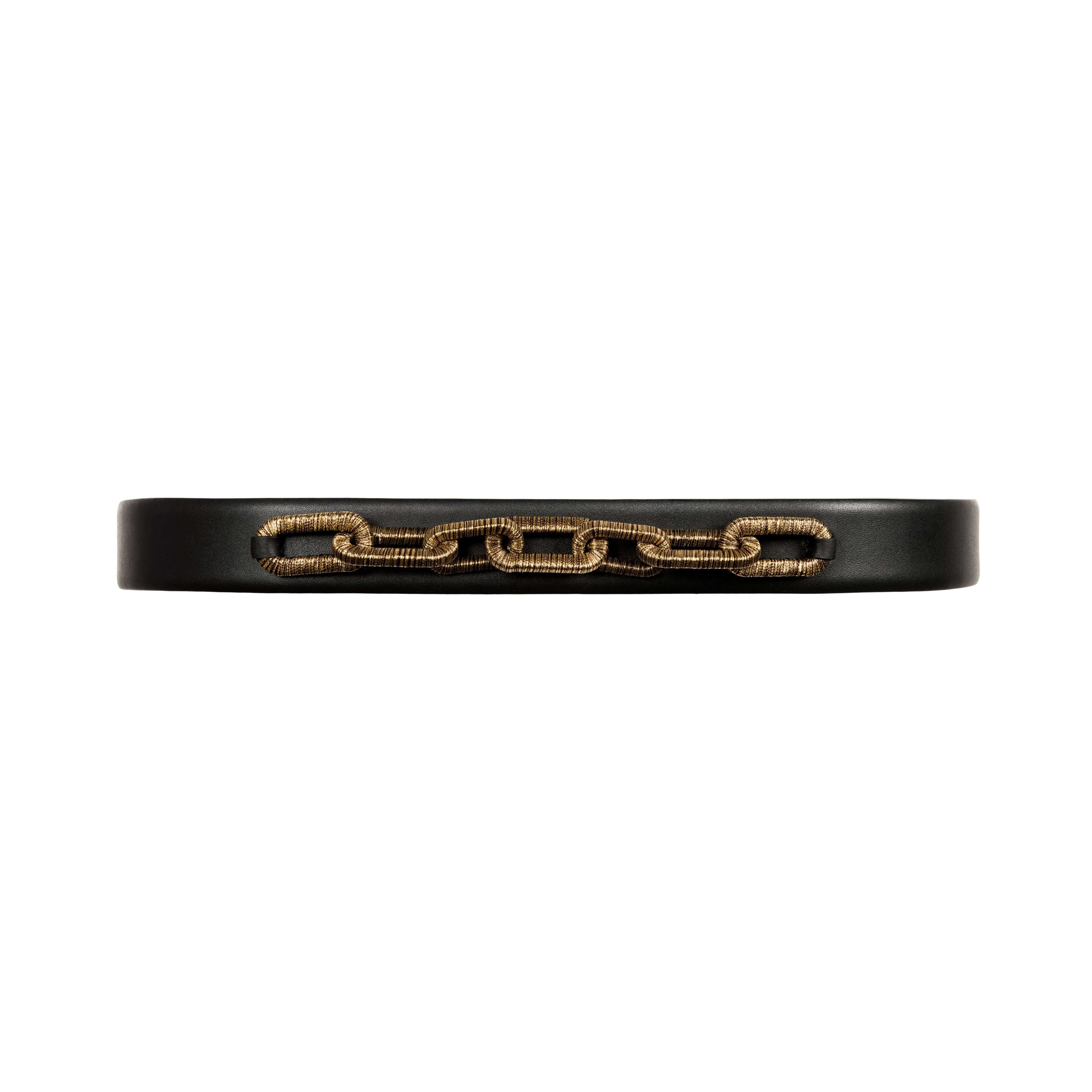 Catena Belt in Black with Antique Gold Chain Detailing, perfect for enhancing any outfit.