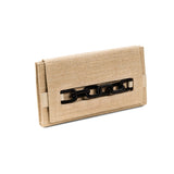 Stylish Catena Black Chain clutch bag featuring a chic black chain accent on a beige textured fabric.