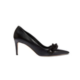 Catena Black High-Heel Pump in smooth leather with suede Catena chain detail and 70mm stiletto heel.