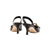 Catena Black Mid-Heel Slingback Pump, elegant kitten heel design with chain link detail.