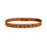 Catena Camello Belt featuring a stylish tan leather design with a unique chain link accent.