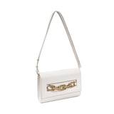 Catena Day-to-Night Off White Bag made of Italian leather with a distinctive gold chain closure.
