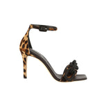 Catena Leopard High-Heel Ankle Sandal in leopard and black haircalf with leather insole and outsole, 90 mm heel height.