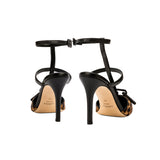 Catena Leopard high-heel ankle strap mule pump, featuring a sleek design with haircalf and leather materials.