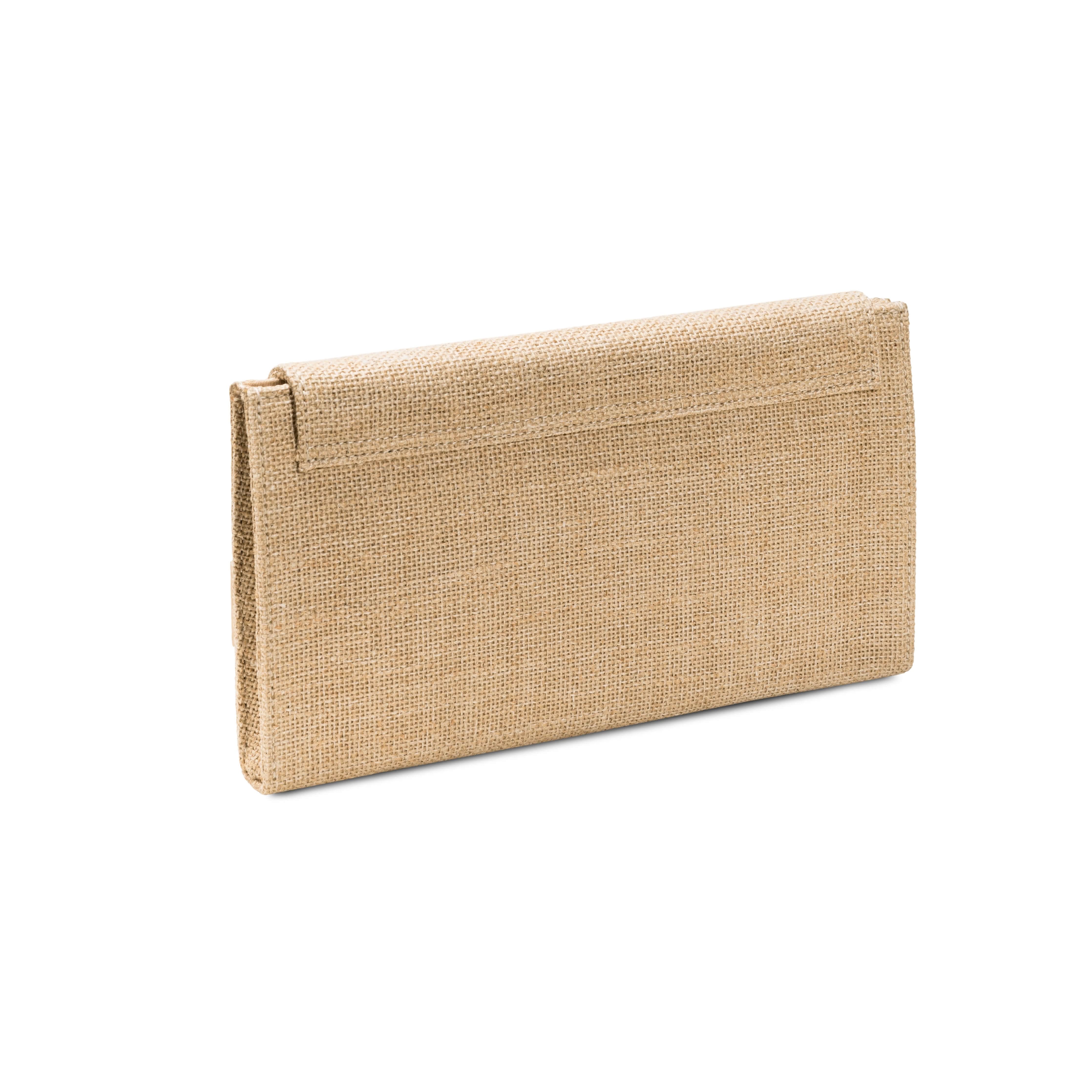 Catena Natural Envelope Clutch in natural linen, featuring a chic rectangular shape and elegant closure, ideal for day to night wear.