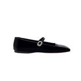Catena Notte Black & Glam Flat Ballerina in glossy patent leather with a sparkling buckle accent.