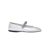 Catena Notte Glam Silver Ballerina flat shoe with a slim strap and crystal-embellished chain detail.
