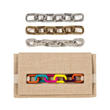 Stylish Catena Rainbow Chain handbag featuring colorful links, perfect for adding a pop to any outfit.