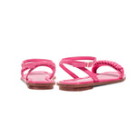 Kibele Bubble Pink Ankle Cross Sandal showcasing a unique braided design and elegant styling from the back.