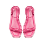 Kibele Bubble Pink Ankle Cross Sandal featuring braided straps in vibrant pink for a stylish summer look.