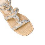 Ronda natural flat gladiator sandal featuring a stylish braided design in neutral tones, perfect for summer outings.
