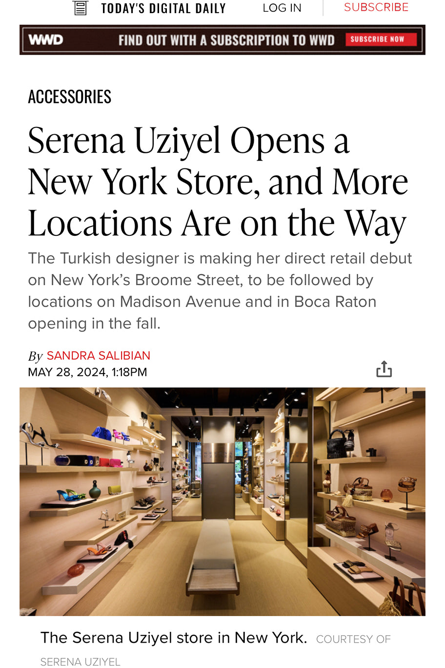 Serena Uziyel Broome Store is featured in WWD