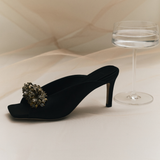 Crystal Black High-Heel Sandal