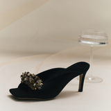 Crystal Black High-Heel Sandal