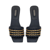 Aurnia Black & Gold Flat Sandal