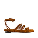 Catena Notte Camello & Antique Gold Lace-Up Flat Sandal