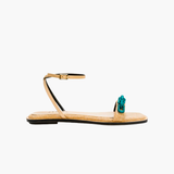 Catena Notte Natural & Aqua Flat Ankle Cross Sandal