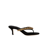 Thory Black Mid-Heel Thong Sandal