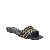 Aurnia Black & Gold Flat Sandal