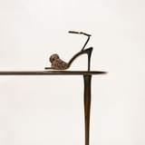 Rhea Black High-Heel Ankle Cross Sandal