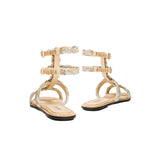 Ronda Natural & Silver Flat Ankle Strap Sandal