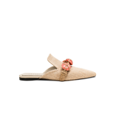 Delphine Natural & Coral Flat Sliperette