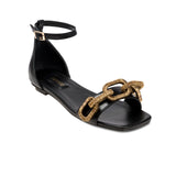 Catena Black Flat Ankle Sandal