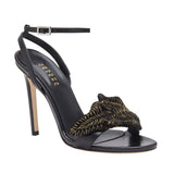 Mirales Black High-Heel Ankle Cross Sandal