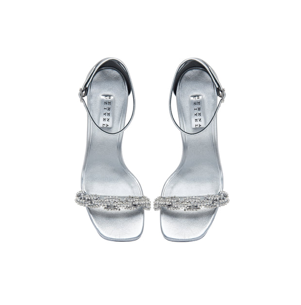 Catena Notte Silver & Glam High-Heel Ankle Sandal
