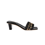 Almeria Black Mid-Heel Sandal
