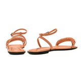 Rovena Peach Flat Ankle Cross Sandal
