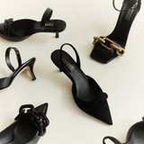 Catena Black Mid-Heel Slingback Pump