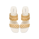 Bellina Natural Mid-Heel Two Straps Sandal