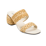 Bellina Natural Mid-Heel Two Straps Sandal