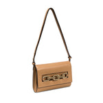 Catena Cappucino Day to Night Bag in luxurious Italian leather with chain link detailing.