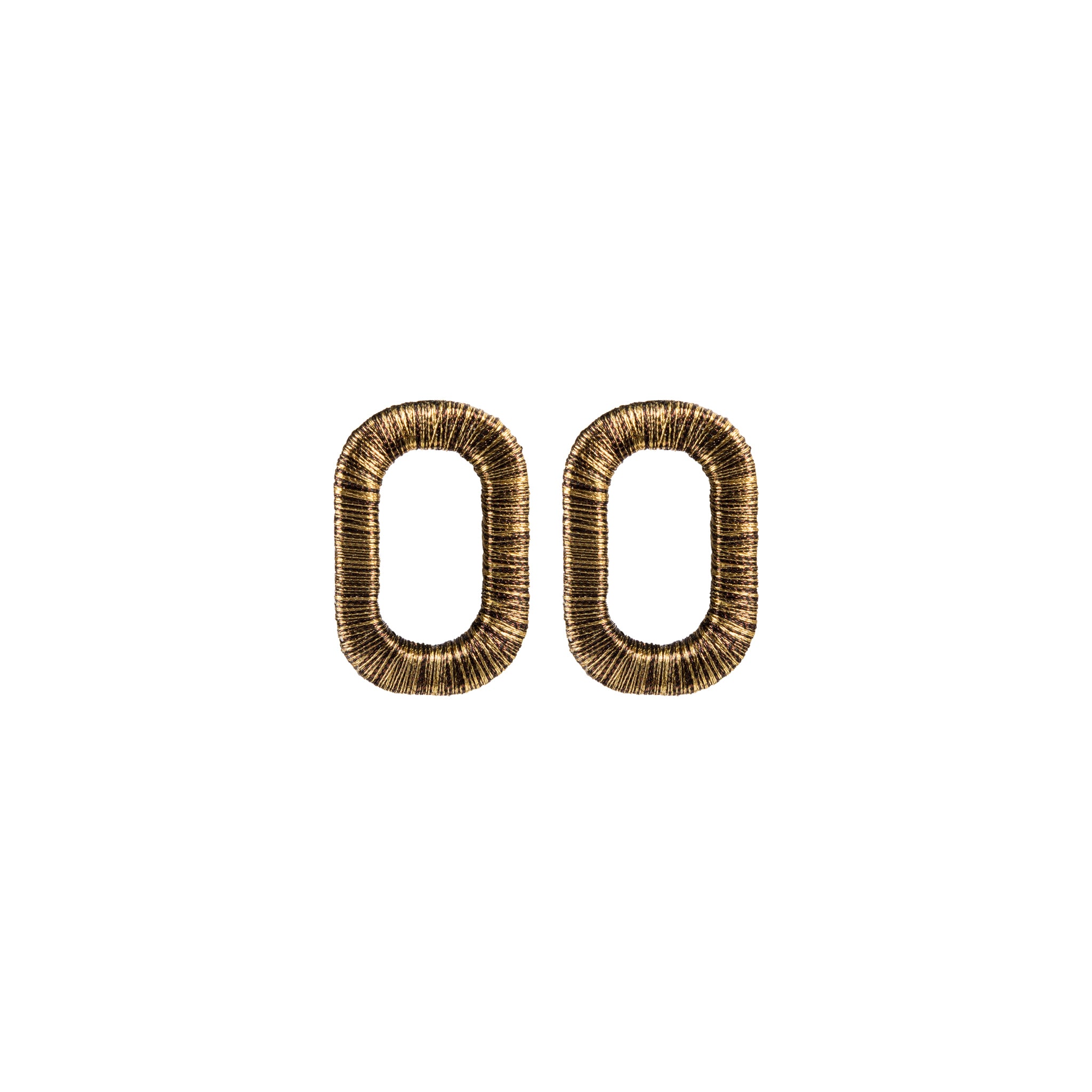 Catena One Chain Antique Gold Earring featuring intricate hand-wrapped metallic threads in a refined silhouette.