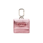 Catena Notte Metallic Pink AirPods Case with silver carabiner and signature chain detailing, blending style and function.