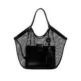 Boho Chic Black Mesh Tote Bag