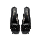 Black Crystal High-Heel Sandal