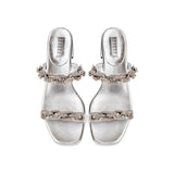 Catena Notte Glam Silver Metallic 2 Strap Sandal