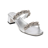 Catena Notte Glam Silver Metallic 2 Strap Sandal