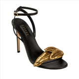 Valeria Black High-Heel Ankle Cross Sandal