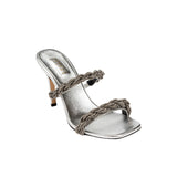 Roxana Silver High-Heel Two Straps Sandal