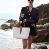 Boho Chic Medium Off White Tote Bag