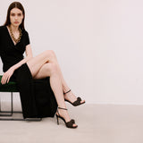 Rhea Black Ankle Cross Sandal