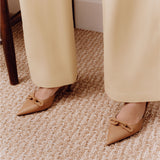 Catena Latte Mid-Heel Slingback Pump